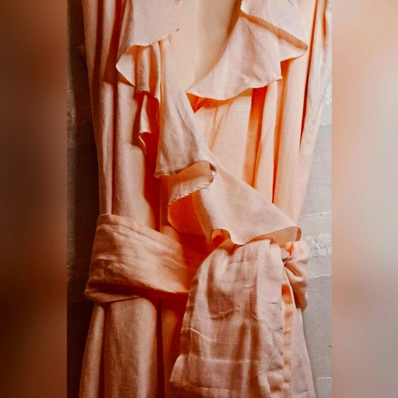 Ralph Lauren Dresses & Skirts - Ralph Lauren Blush Pink Linen Ruffle Wrap Around Dress Sz. 8 NW/OUT T